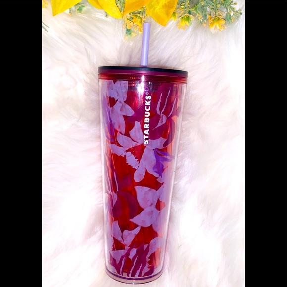 Starbucks Pink Lavender Floral Tumbler Cold Cup 24oz Venti Insulated NWT 2021 - Picture 6 of 13